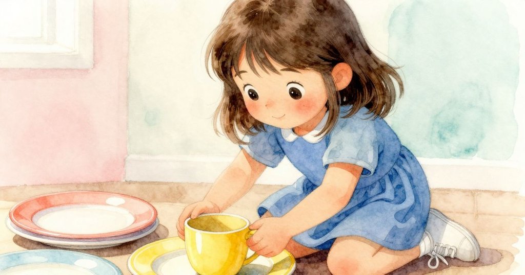 菲歐娜在櫥櫃中發現閃光的黃色杯子,好奇伸手觸碰,室內微光映襯出杯緣的神秘光芒。