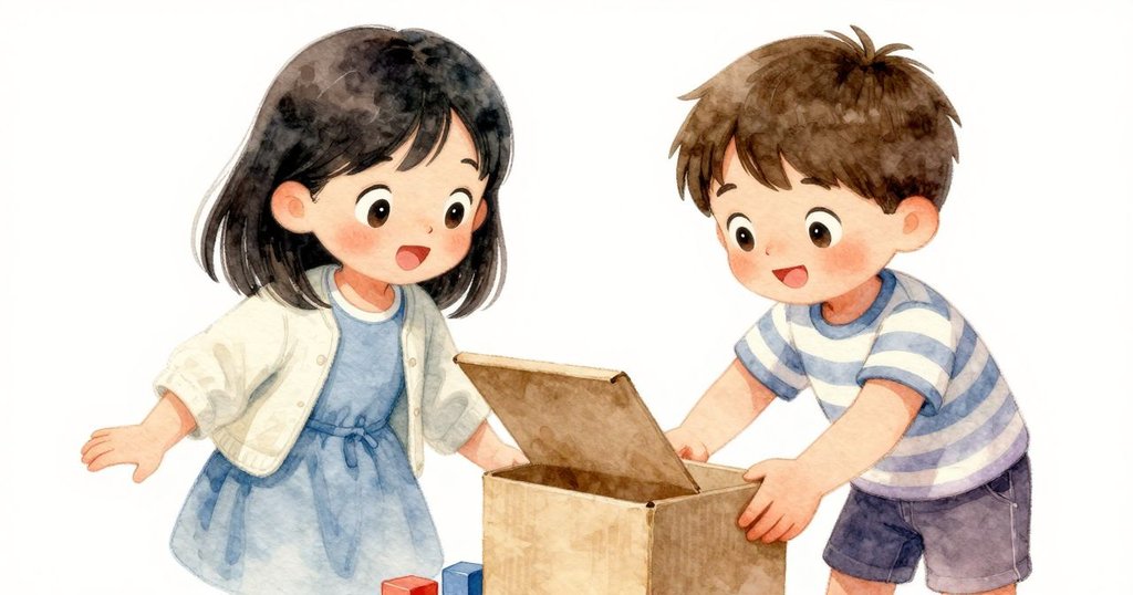 Nell的手部特寫輕輕傾斜盒子，展現出半開蓋與積木細緻紋理，充滿細膩動態。