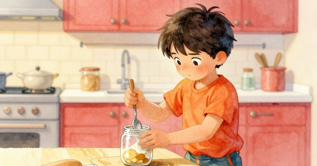 Yves在廚房中分畫面動作,一邊用濕布擦手,一邊用湯匙輕敲瓶蓋,展現堅持與驚喜