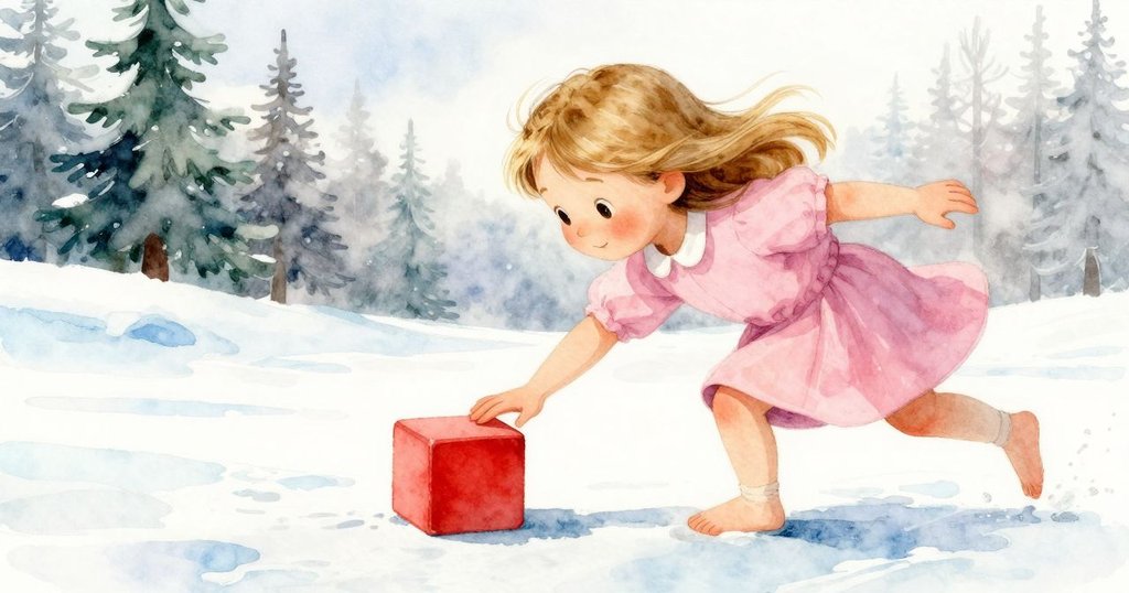 Oona驚訝注視事件，手輕觸架上物品令紅積木滑動，場面動感十足帶有模糊效果，展示高潮情節