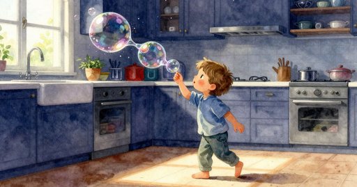 Soap Bubble Popping in the Kitchen