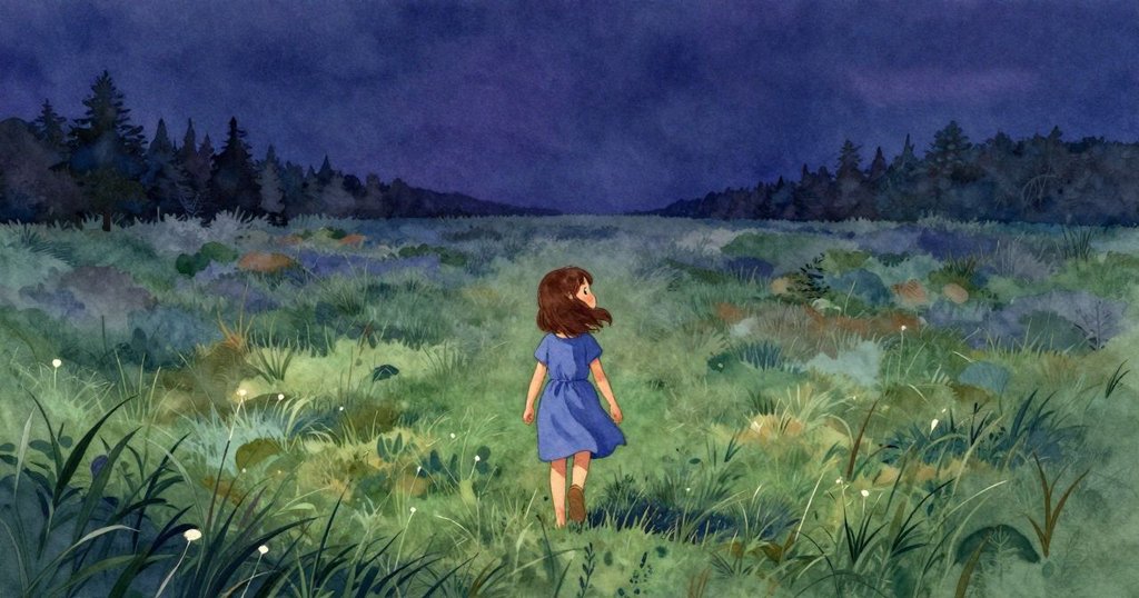 Juliet背影在淡夕光中離開籬笆，踏向開闊地平線，展現邁向新冒險的堅定與希望。