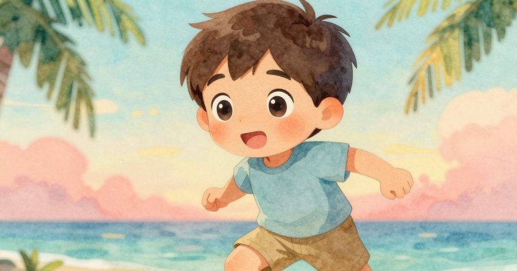 拉金特寫臉龐,眼神中映出水滴在臉上滑落,背景隱約呈現草地與石槽,充滿驚奇與專注。