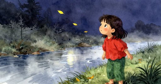 Leaf Leads Ruby Along the Stream