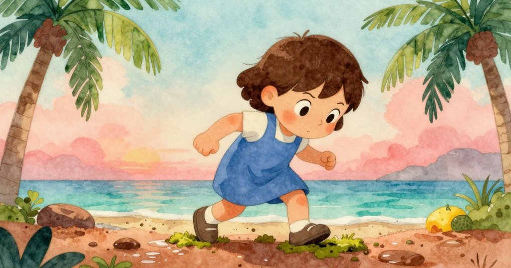 低角度呈現Oona踏過滑綠苔蘚,面露堅定神情,背景中落木與濕潤泥土烘托自然質感。