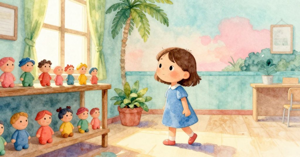 Bethan帶著柔和的告別神情離開教室,身後小粘土女王與鴨子造型靜靜佇立,窗外細雨依舊