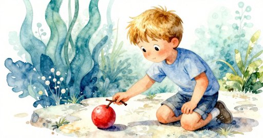 Red Ball Drifts onto Lily Pad