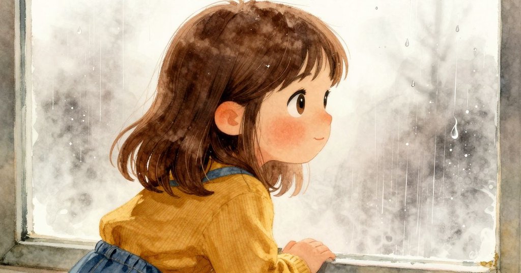 Maeve 的雙眼專注凝視窗上細微雨滴線，透出好奇與期待之情，推進故事發展