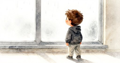 Raindrop Trails on the Classroom Window