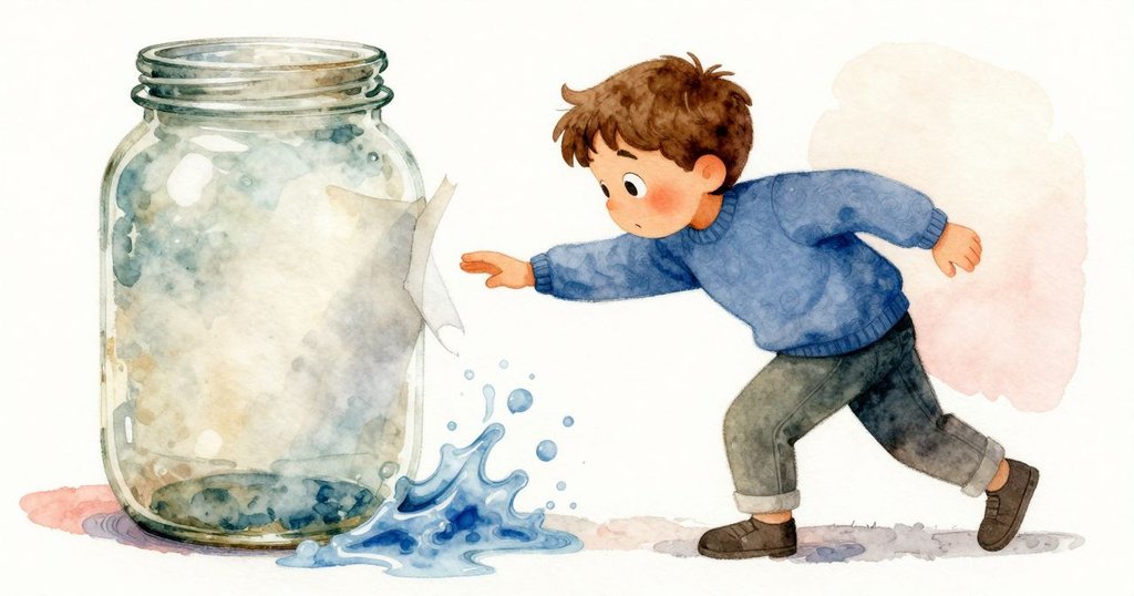 Niall向左傾身尋找細節,桌上高罐遮掩部分紙張,藍色畫波逐漸展開,展現出探索與決斷的瞬間