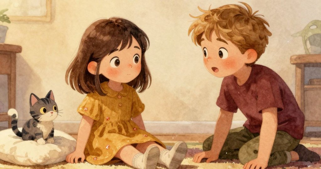 毛絨玩偶貓咪依靠在柔軟靠枕上，光束中飛揚著微塵，透過獨特視角展現室內溫馨細節