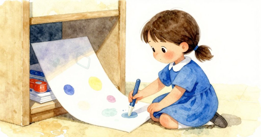 在教室隱蔽角落,膠水在紙上凝固,旁邊杯罐靜靜排列,展現出溫柔團結與細膩情趣。