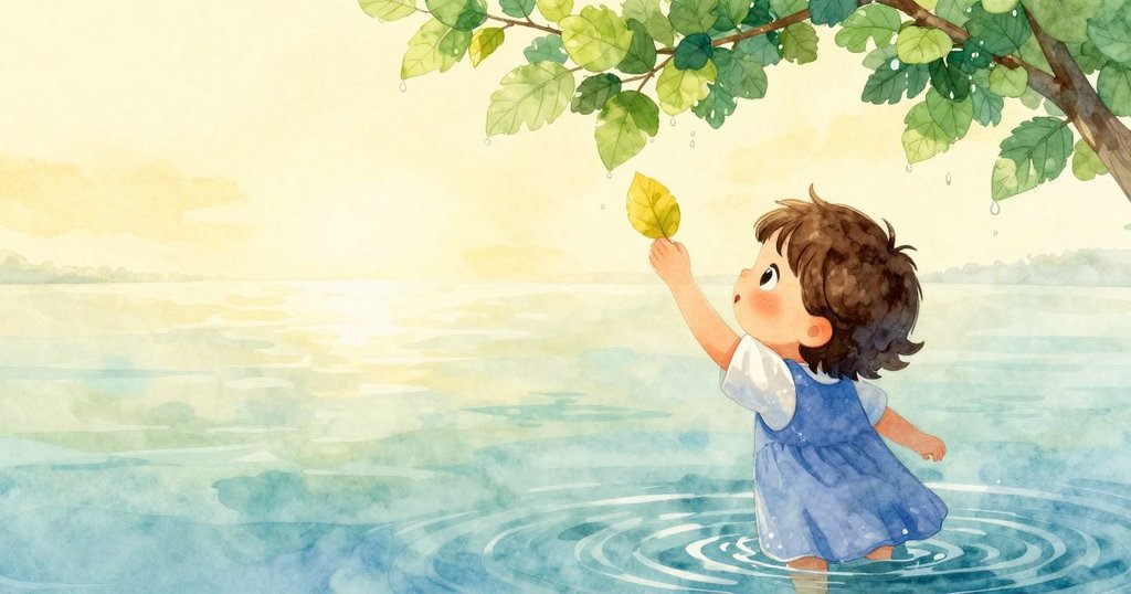 Uma再次輕觸黃葉，屋簷滴水沖走藍色顏料，她凝視遠方的新地平線，心中滿懷決心與平靜