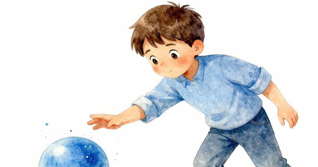 喬爾伸手向書架上微動的藍色書本，光線中塵埃飄舞，角度錯落呈現動感室內情景