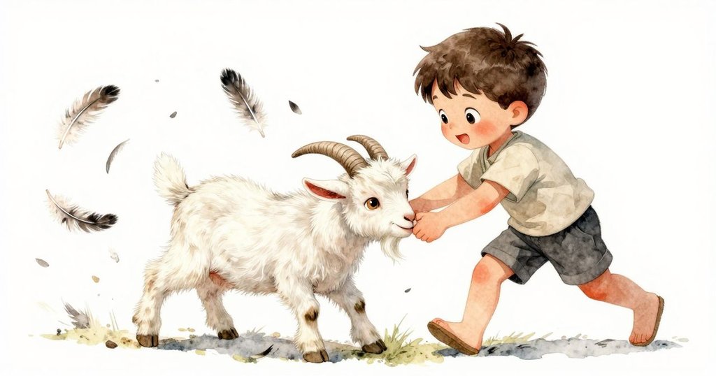 小山羊突然用力踩踏使得羽毛陣線被打亂，凱倫趕緊整理，動作迅速且充滿活力，緊張氣氛升溫