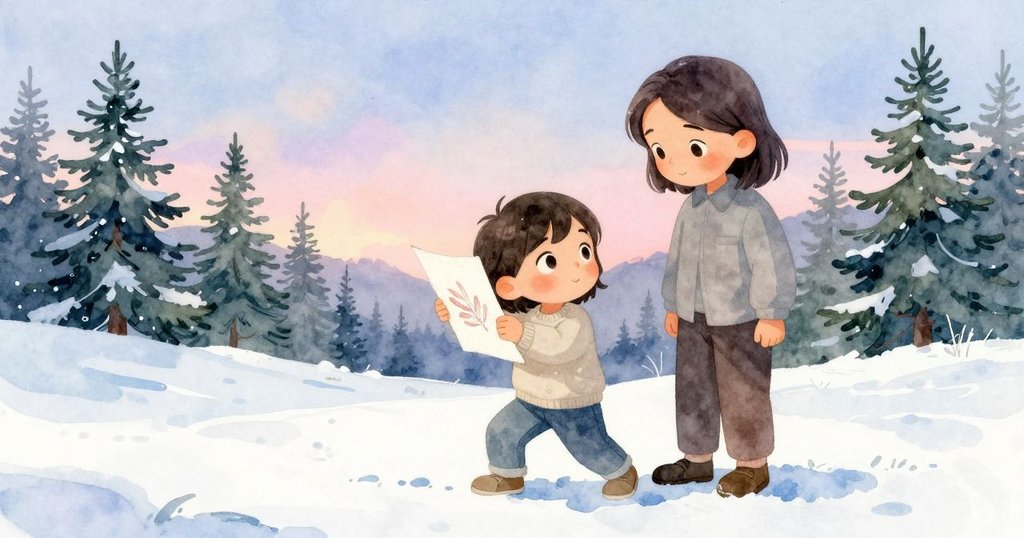 Kit與哥哥/姐姐在戶外共享寧靜時刻，書頁上飾有紅葉，Kit望向糾結枝條，呈現冒險後的和平結局