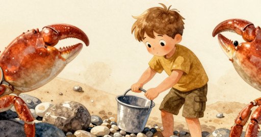 Crab Surprises the Sand Planter