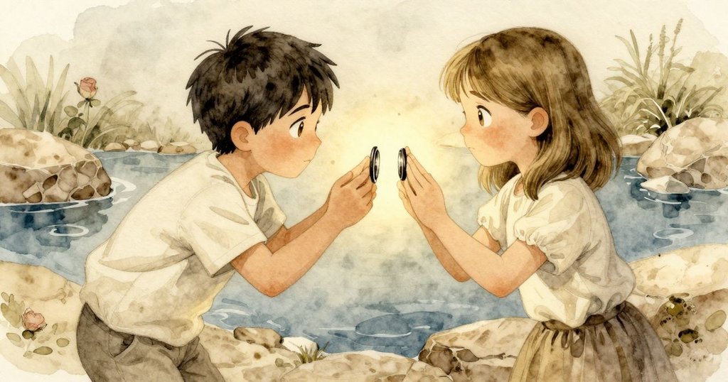 埃弗雷特低手鏡送至塞琳伸出手中，兩人神情凝重於潮池邊做出重要抉擇，氛圍充滿戲劇性