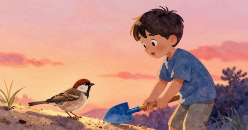 Sparrow and the Hidden Damp Sand at the Sandbox