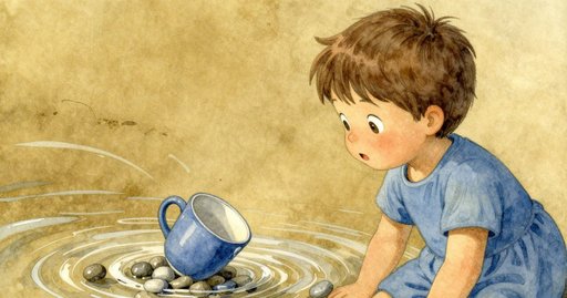 Blue Cup Twirls Downstream