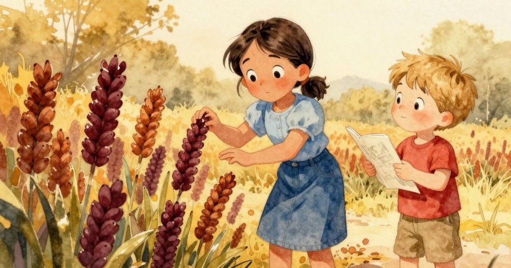 Lena 與 Dale 共享喜悅時刻,兩人面帶微笑,背景中整齊排列的種子莢象徵著創作成功和希望