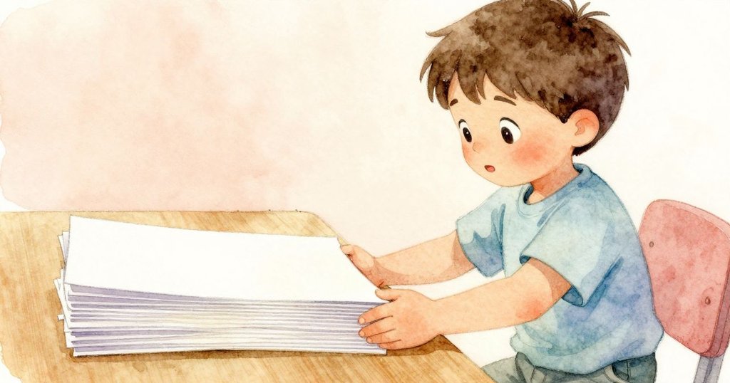 Luke用手輕推一疊紙張，近距離展現桌邊光滑表面和初現的水流，氣氛溫柔