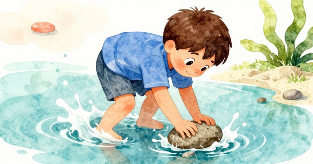 丹特專注地彎腰,用平石將滑落的石子推回原位,水花飛濺中展現出克服挑戰的決心