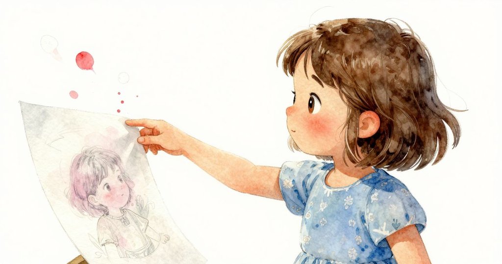 艾瑞斯專注伸手拾起輕飄的素描紙,濕潤邊緣上有螞蟻行進,細節豐富展現庭園質感。