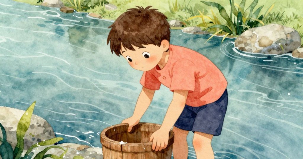 Cyrus在溪邊細心打開一木盒,裡面隱約顯露出藍色數字的頁面,神情專注與驚喜