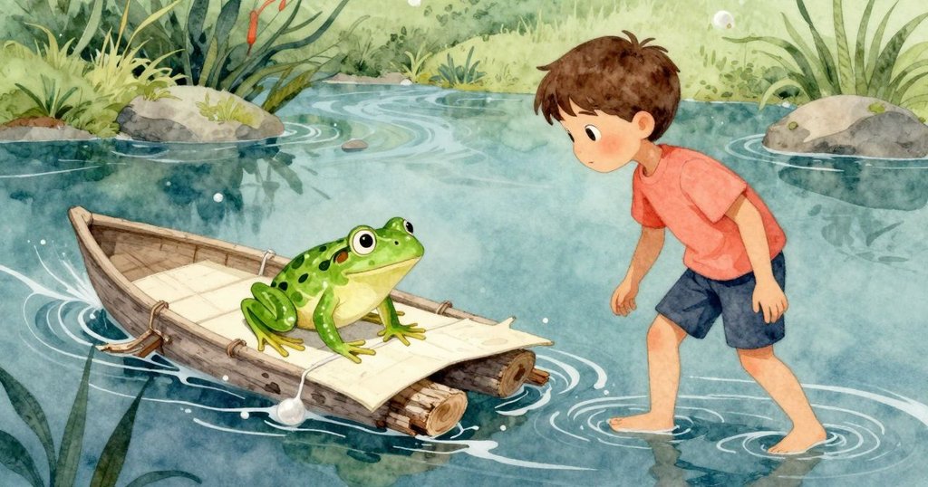 緊張時刻中,樹皮撞擊石塊使頁面改變形狀,綠蛙忽然出現,Cyrus與自然界共同迎接懸念瞬間