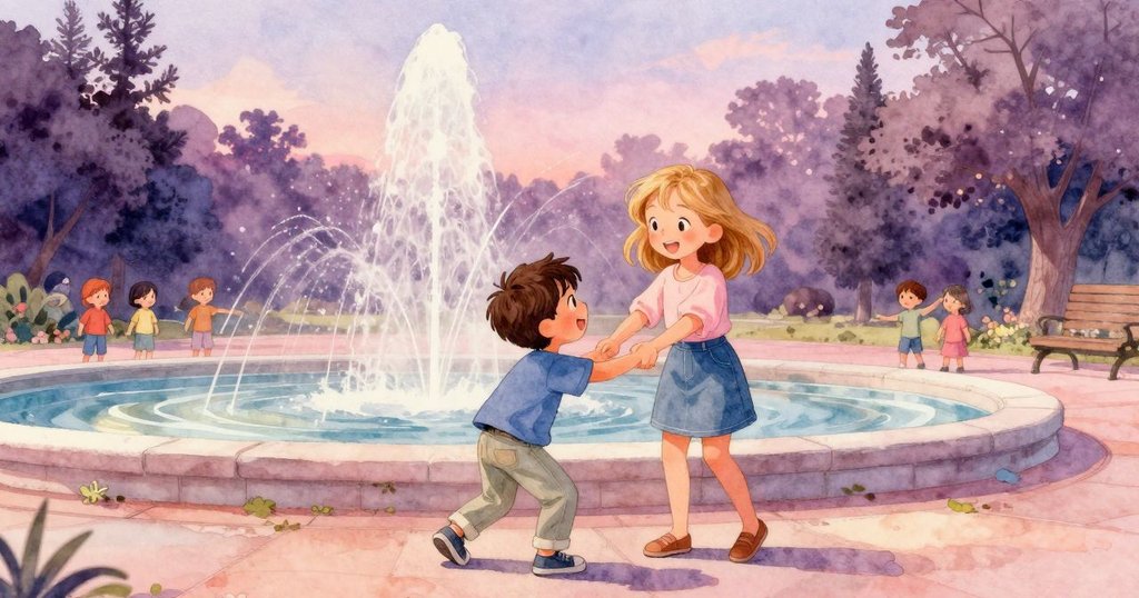 Wade與另一名小孩在噴水池旁重逢、相視而笑，烏鴉漸隱綠葉之中，展現故事溫馨結局和希望