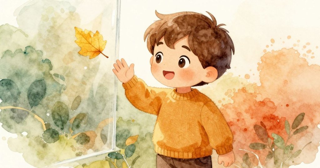 克莱德溫柔揮手告別,觀察著玻璃上落下的黃色樹葉,溫暖光影中展現冒險圓滿結局