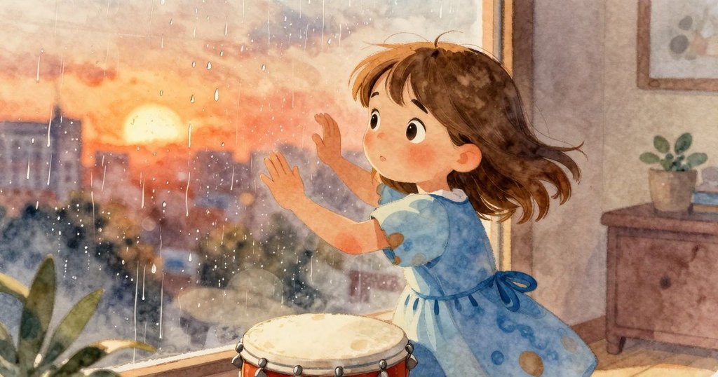 歐黛特急速轉身, 拍擊著雨滴打濕的窗玻璃, 隨著塵埃飛揚與窗簾輕舞, 活力充沛