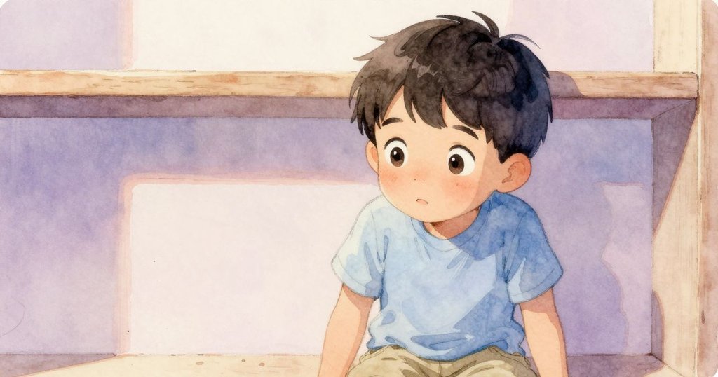 Felix蹲在架旁，好奇凝視狹縫，臉上流露探索與期待，室內柔光映照出溫馨家居情調。