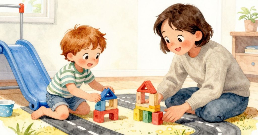 左右分割畫面, 一邊家人搭杯遊戲, 另一邊塑膠路滑動碰觸娜迪亞膝蓋, 傳達活力和趣味