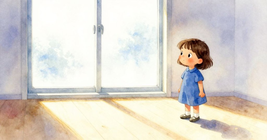 Willa 靜靜欣賞她完成的創作，桌面明亮油彩點綴與窗外寒霜映襯，場景寧靜祥和