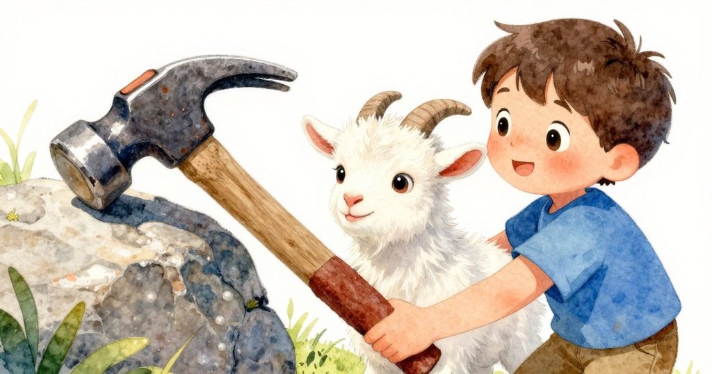 鏡頭聚焦在生鏽鐵鎚上,顯示金屬由灰變亮,橙色斑點逐漸擴散,充滿象徵意義