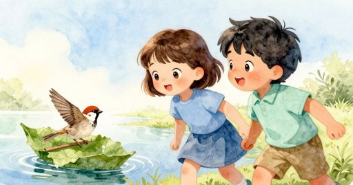 Leaf Boat Floats on a Memory Card