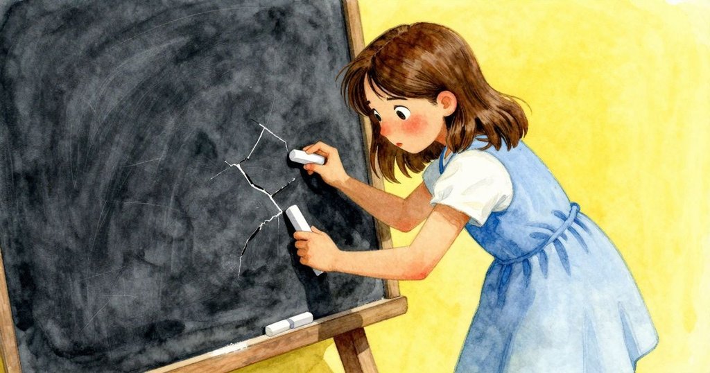 喬艾爾專注將破碎粉筆按壓在石板上，神情堅定，展現出與自然光影互動時的決斷時刻。