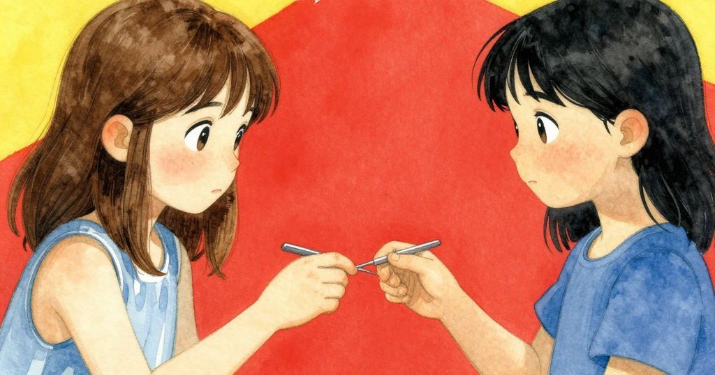 喬艾爾與園藝志工在石板平台上交換小工具，彼此微笑致意，現出溫暖互信與協作的高潮時刻。