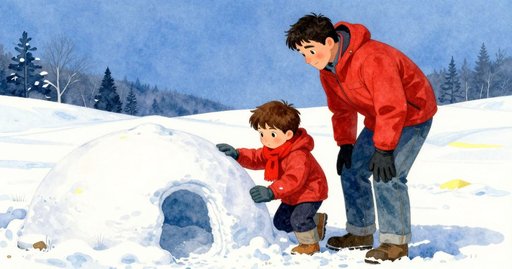 Snow Lantern Saved After a Crust of Snow Falls