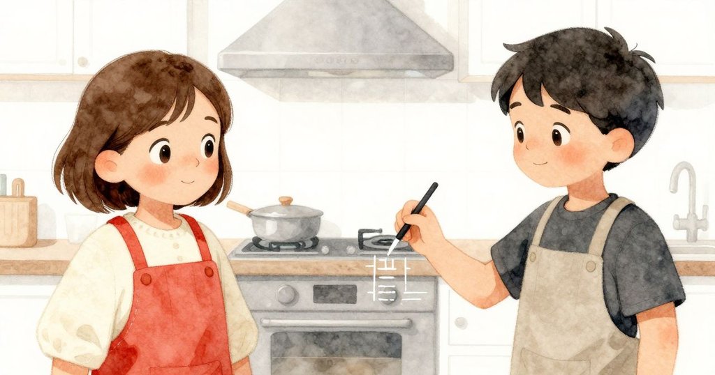 Yves微笑記下最後數字, Verity準備下一張可麗餅, 廚房散發著平靜與成就感, 呈現開放式結局