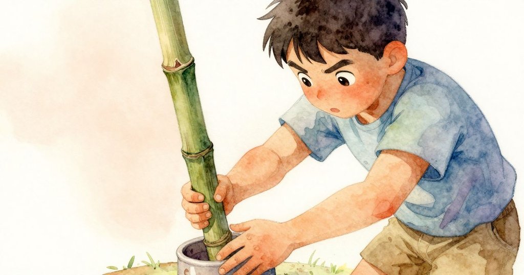 Dashiel在橋中段停下，雙手握住竹竿及杯子，用力將竹竿嵌入繩結，展現高度專注與抉擇，進入高潮情節