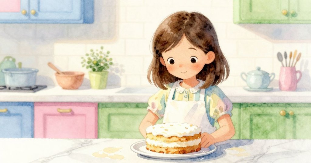 Rhea最終微笑著放下第八片薄餅，完成的薄餅塔在溫暖廚房中展現，石板上留有細膩印記，預示續篇。