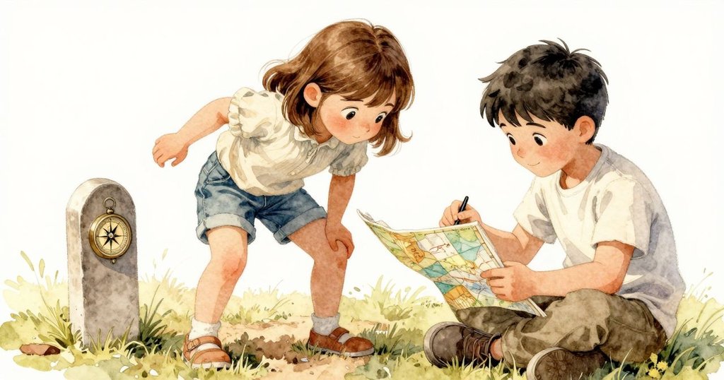 馬倫與班在埋管線旁交換目光,共同檢視地圖與指南針,表情謹慎而堅定地做出新決定