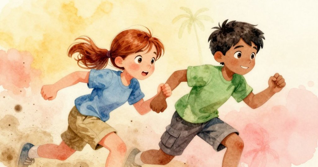 Gemma急忙扶穩木桿，同時Irving迅速繫緊散落線索，場面充滿緊迫感與協作精神，塵土飛揚。