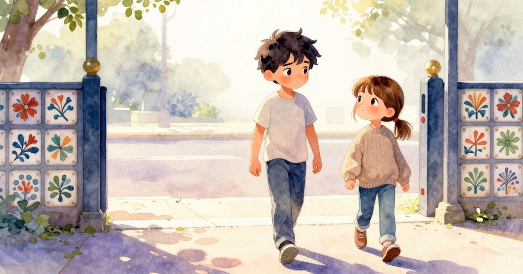 Selwyn和Zara並肩離開月台,票卡顯示剩餘兩次車程,背景有傳統民間舞蹈圖案,表情輕鬆展望未來