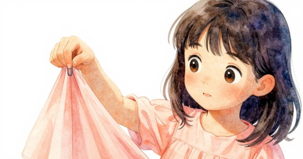 從塔蒂亞娜視角展示，她專注地用迴紋針修正鬆落的床單，臉上顯露堅定神情，細節豐富