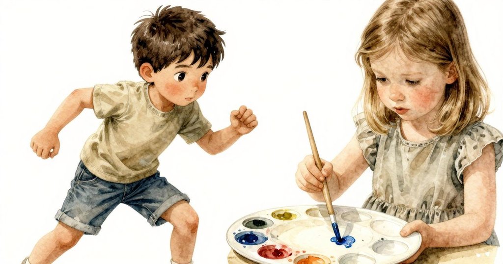 Rafe 的手近距離展示顏料托盤，明亮的紅、藍、黃顯現光澤，工藝棒蘸藍色，細節豐富