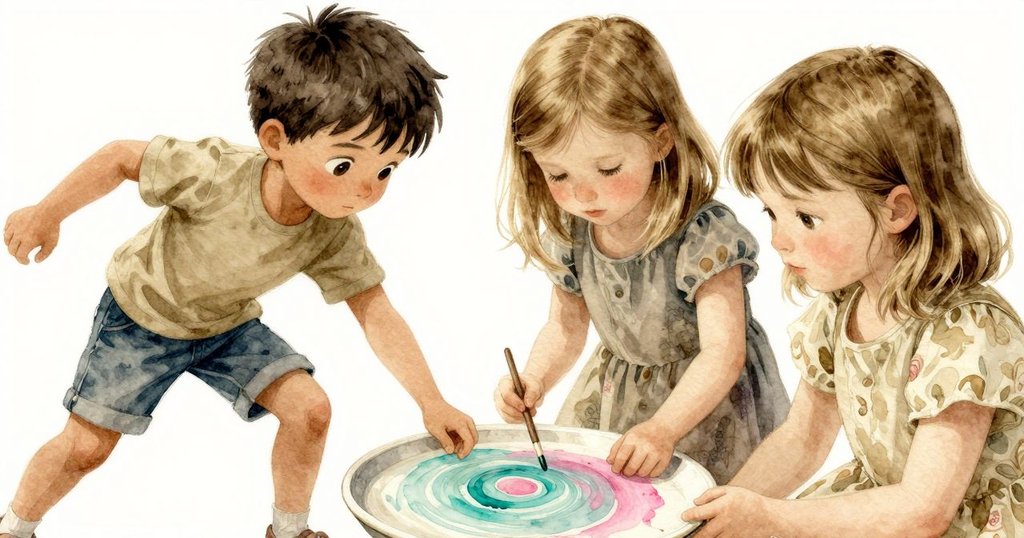 在畫盤中出現隱藏的粉紅污跡後，Rafe 與 Halle 面露緊張與期待，共同注視變成藍綠的顏色變化